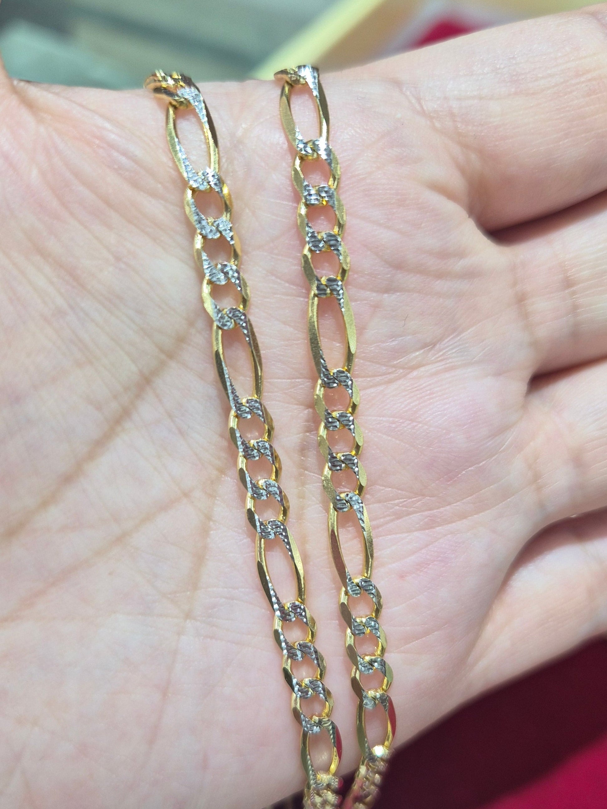 14K Diamond Cut Figaro Bracelet ( 7.5”)
