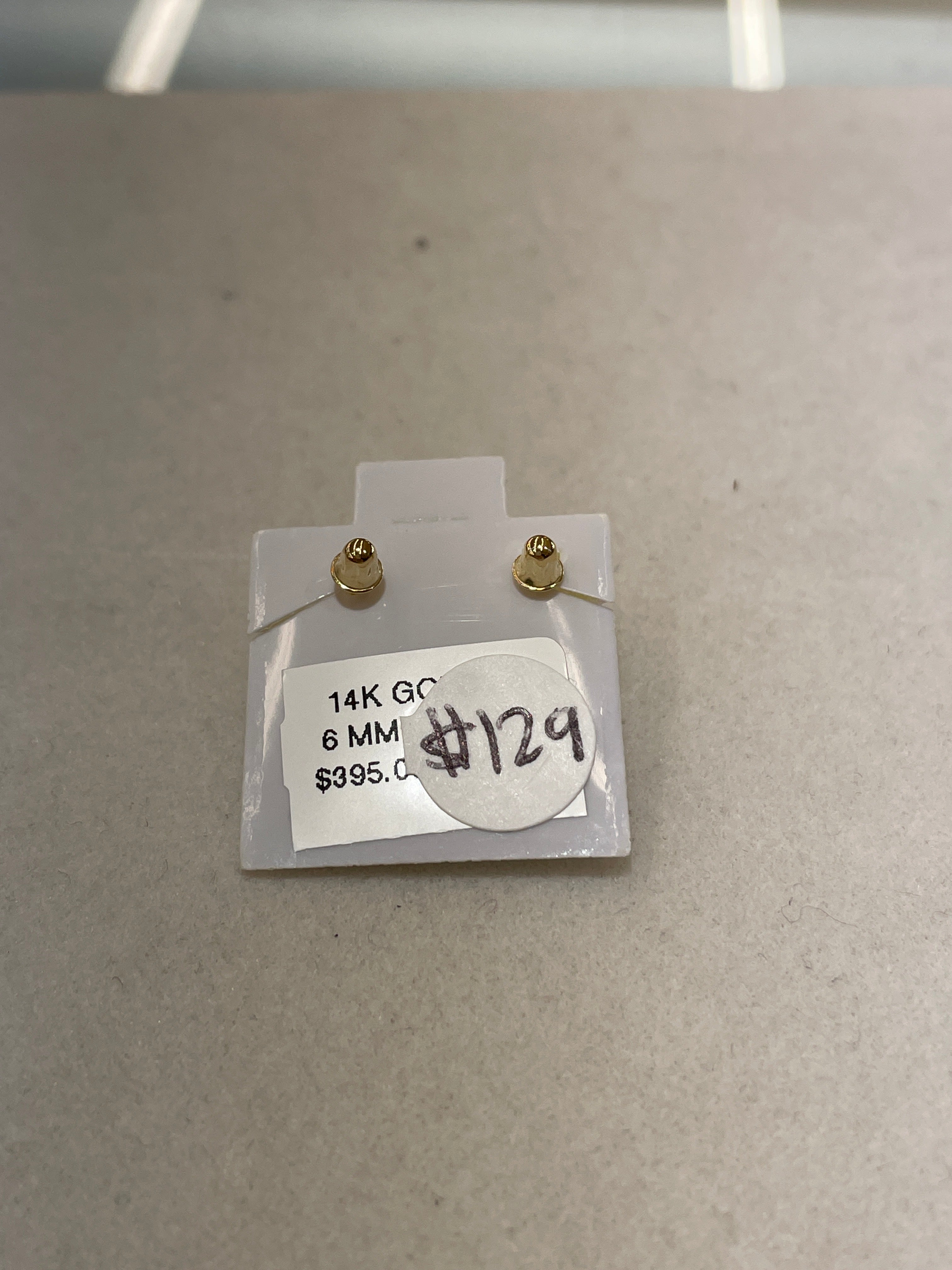 14K Gold 6mm Square CZ Earrings