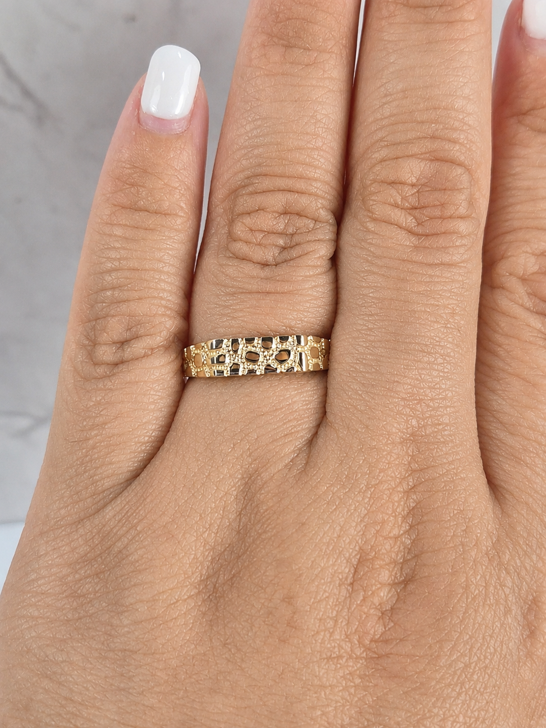 Anillo de pepita de oro de 14 quilates para mujer