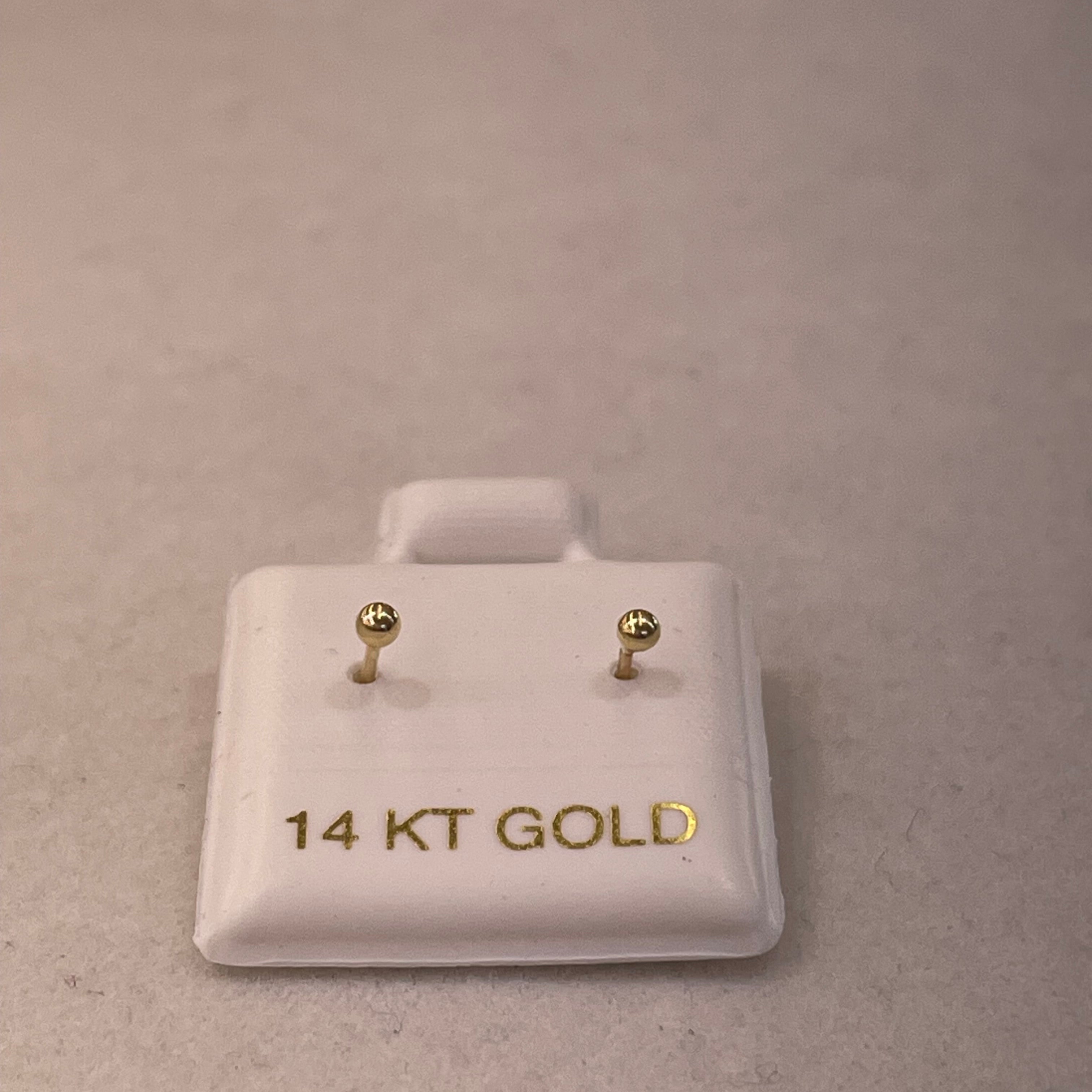 14K Gold 2mm Ball Earrings