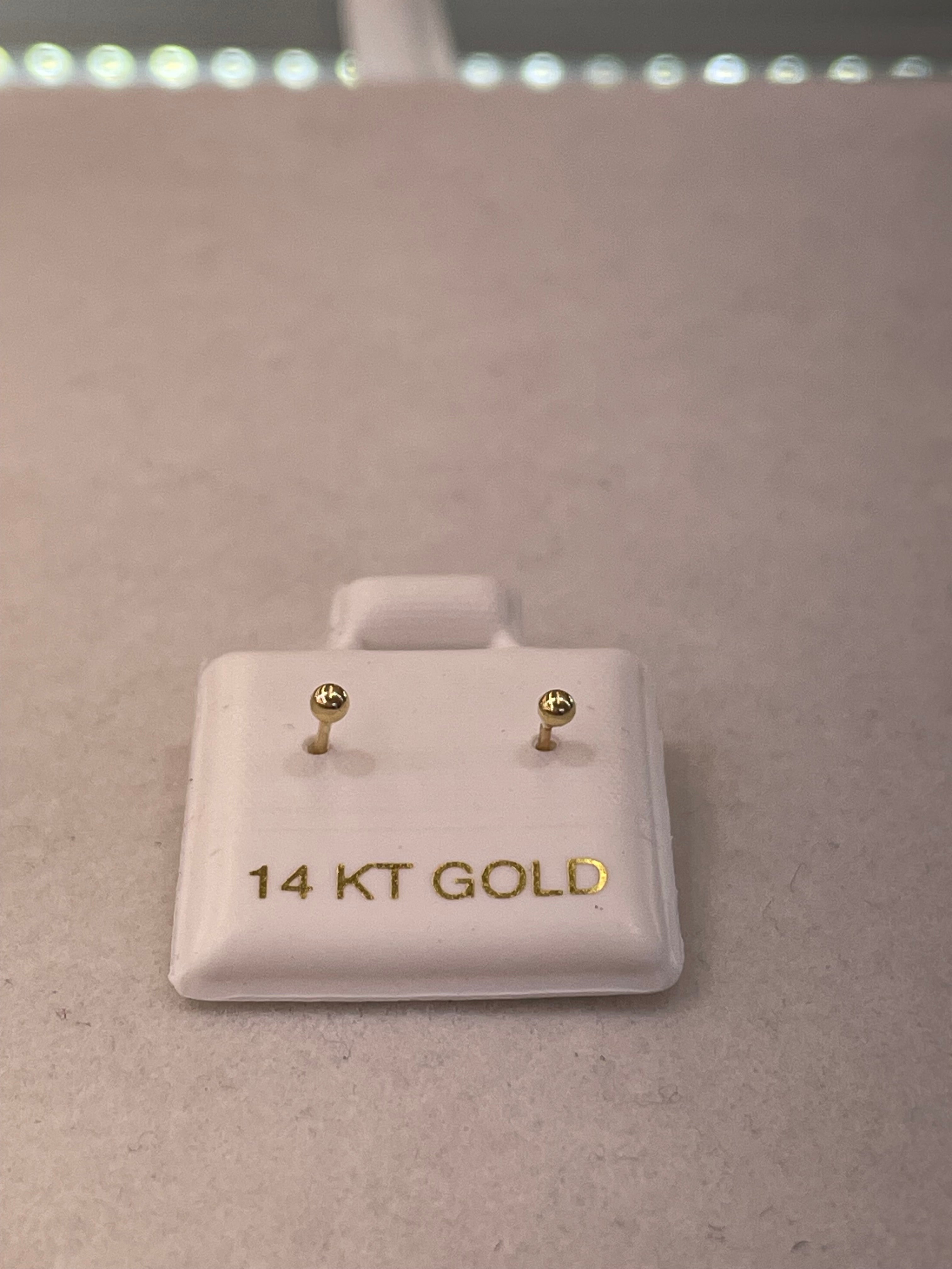 14K Gold 2mm Ball Earrings