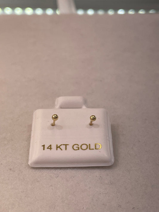 14K Gold 2mm Ball Earrings