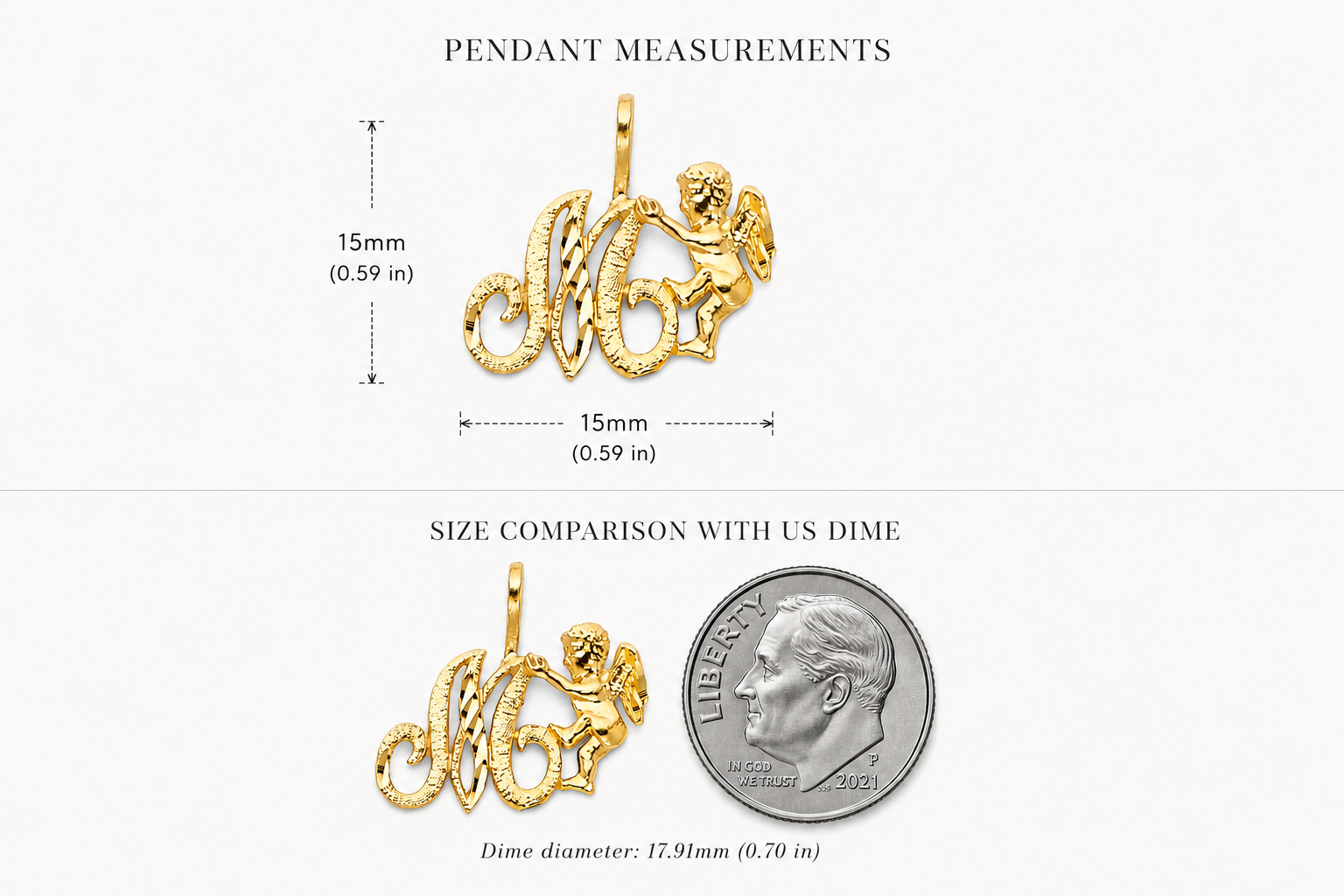 14K Gold Angel Initial Singapore Set
