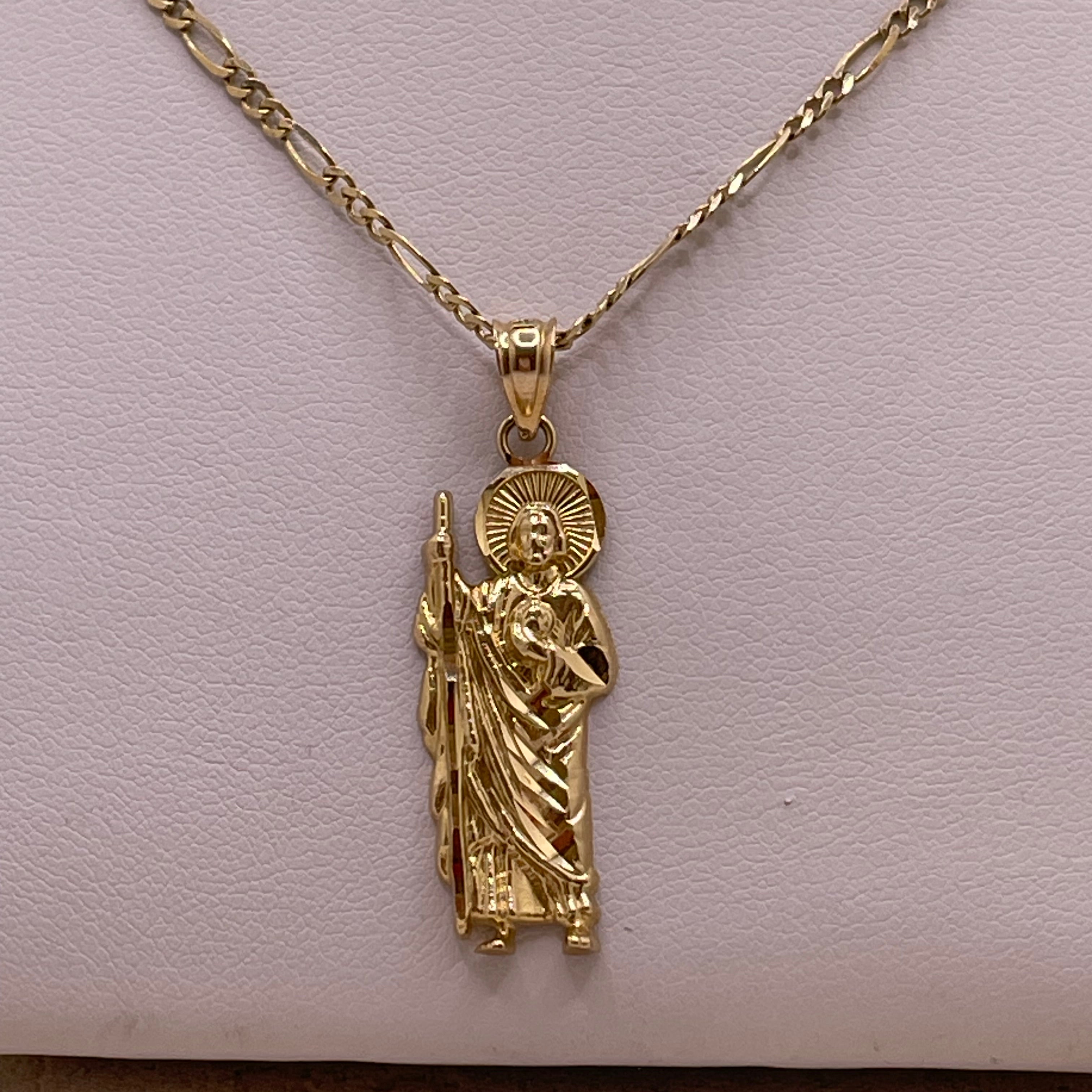 14k 20” figaro & san judas pendant set