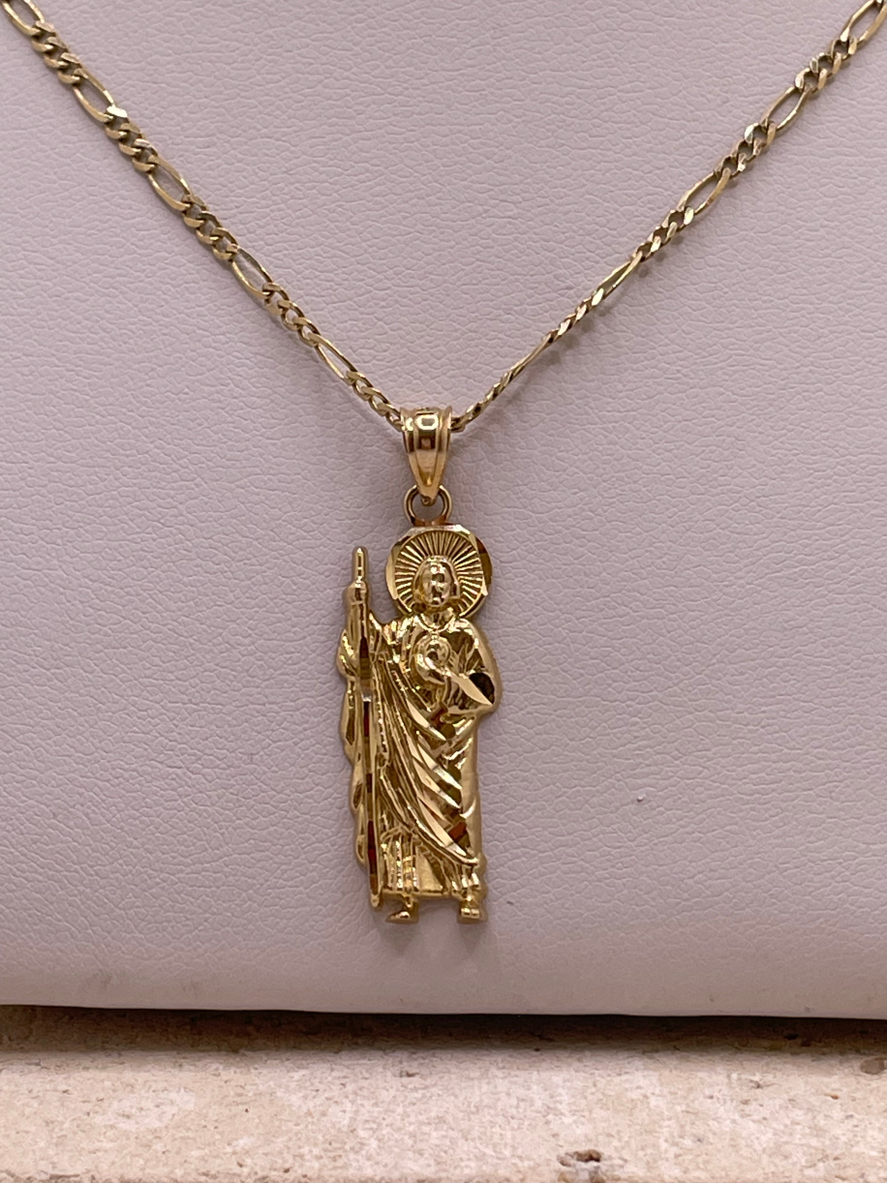 14k 20” figaro & san judas pendant set