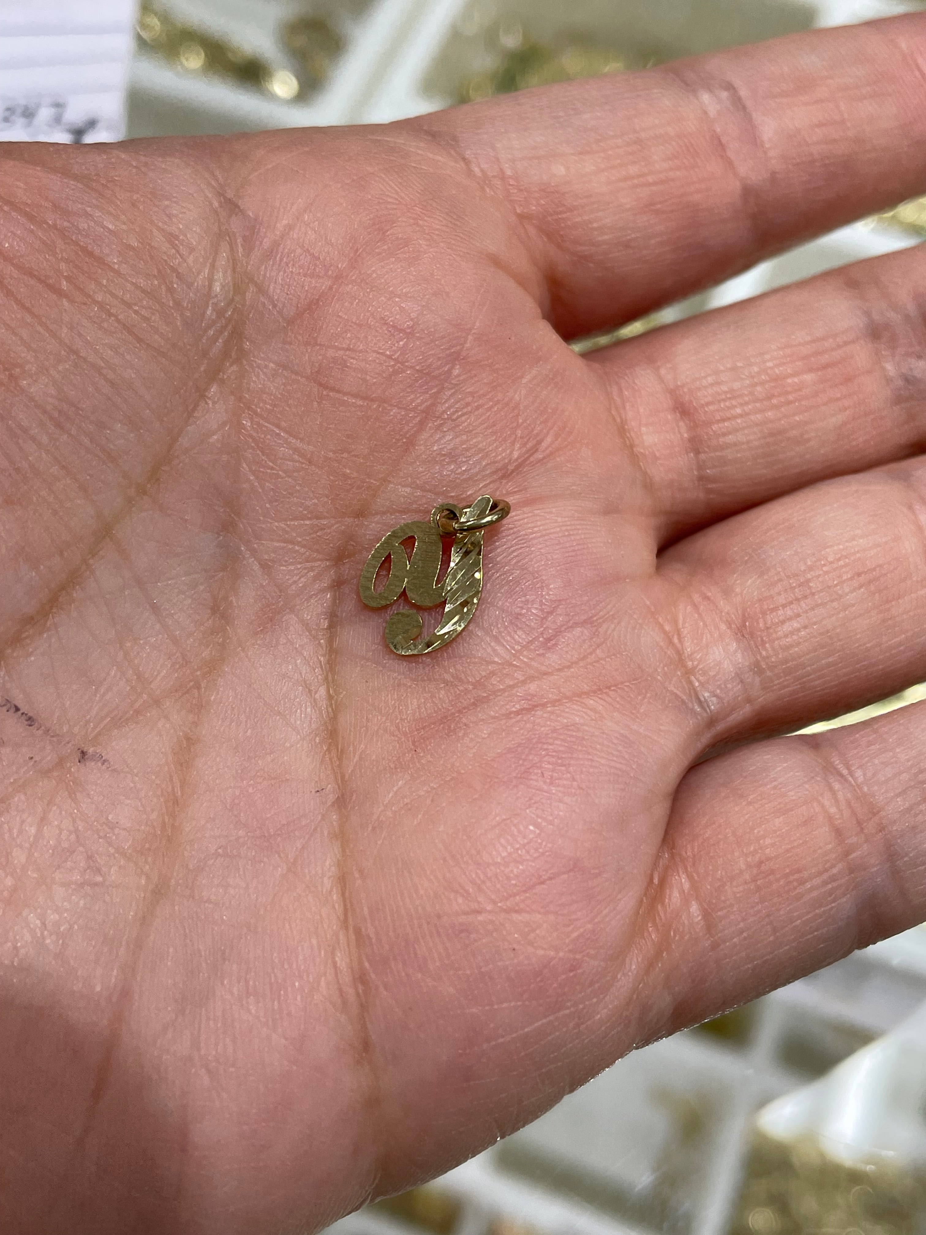 14k gold cursive initial pendant