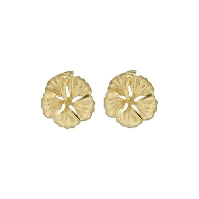 14K Gold Hibiscus Earrings
