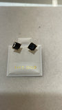 14K Gold 5mm Black Square CZ Earrings