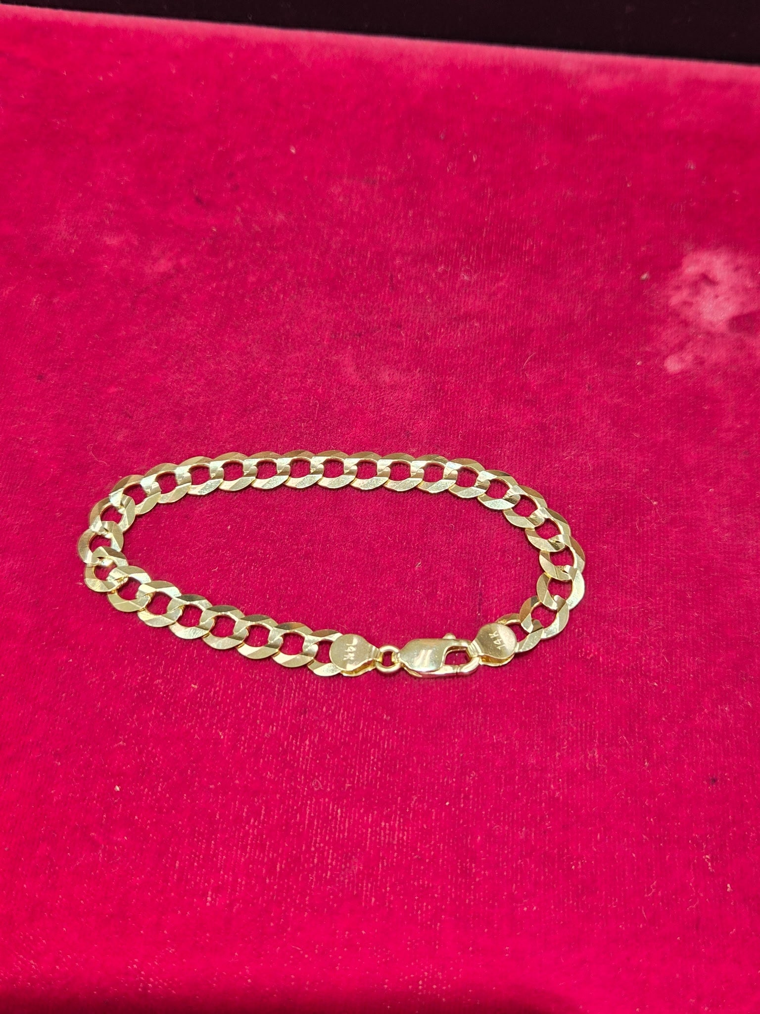14K Solid Gold 7mm Cuban Bracelet 8.5 "