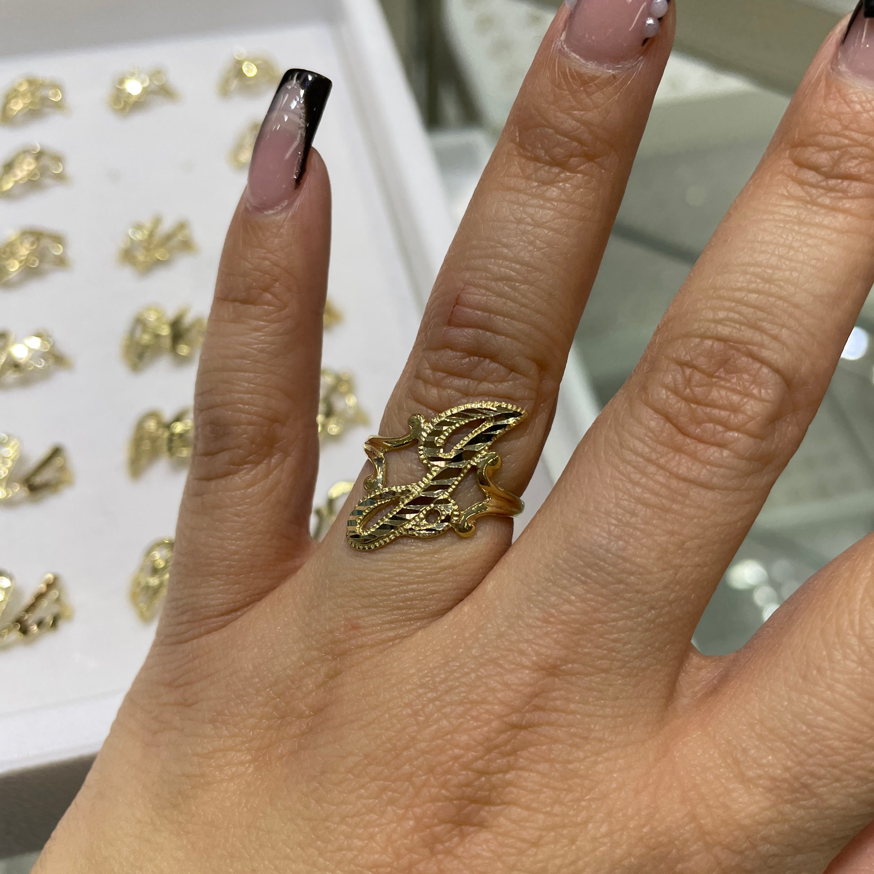 14k gold “j” cursive initial ring