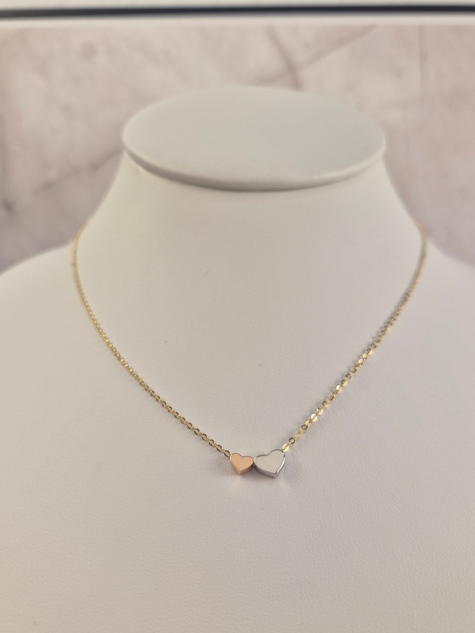 14K Tri Color 3 Heart Necklace