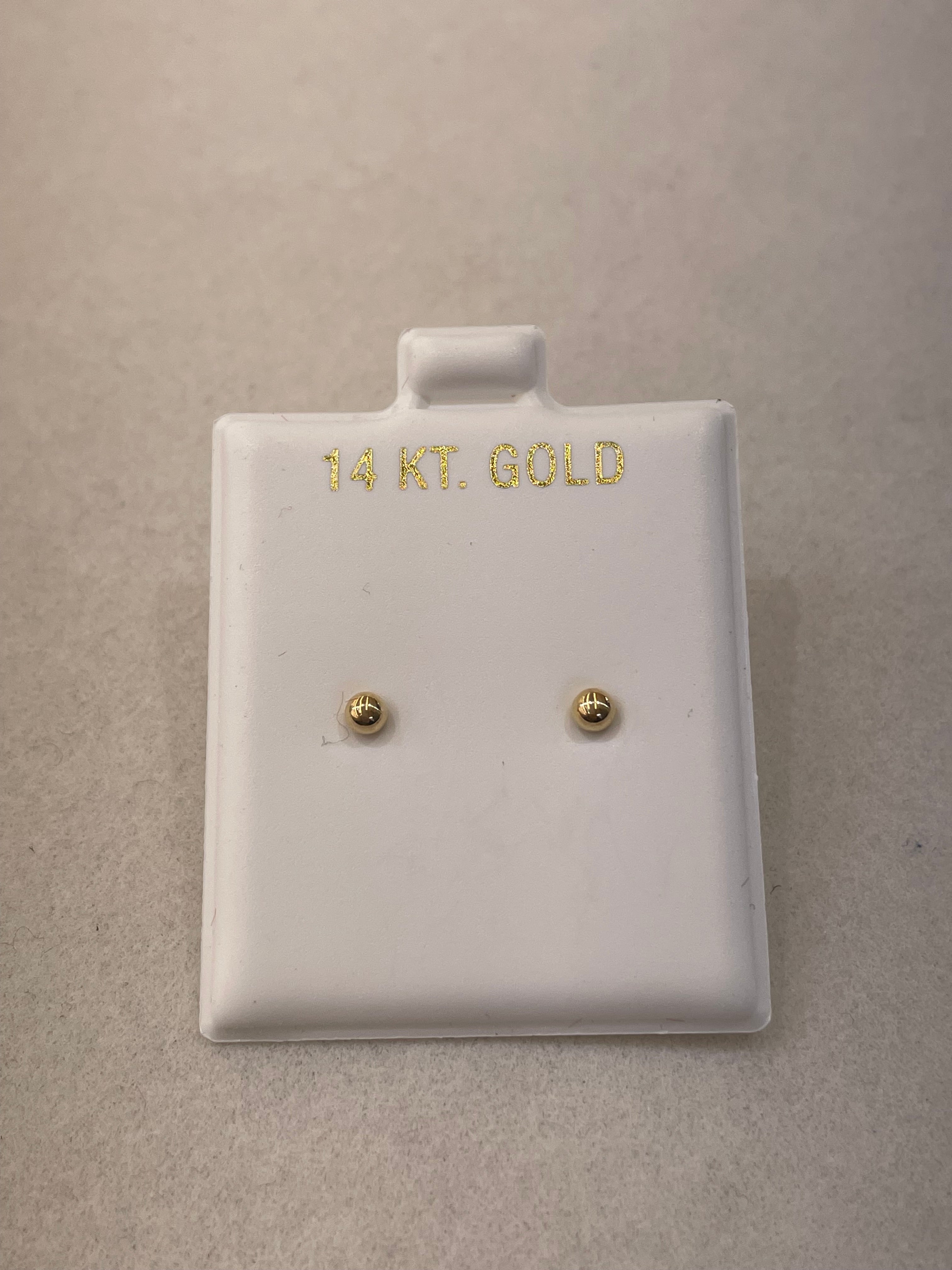 14K Gold 3mm Ball Earrings