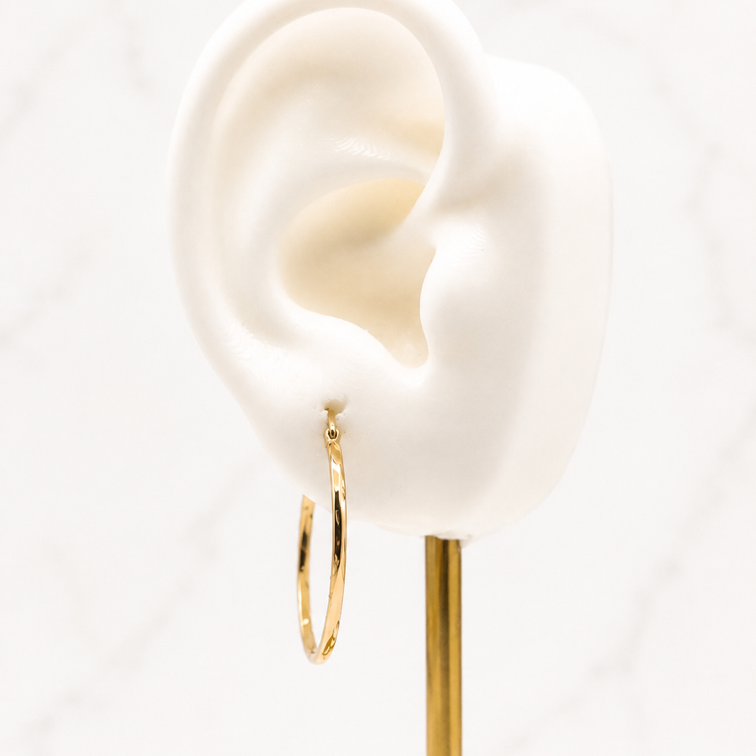 Pendientes de aro de oro de 14 quilates, modelo Golden Twirl, 25 mm