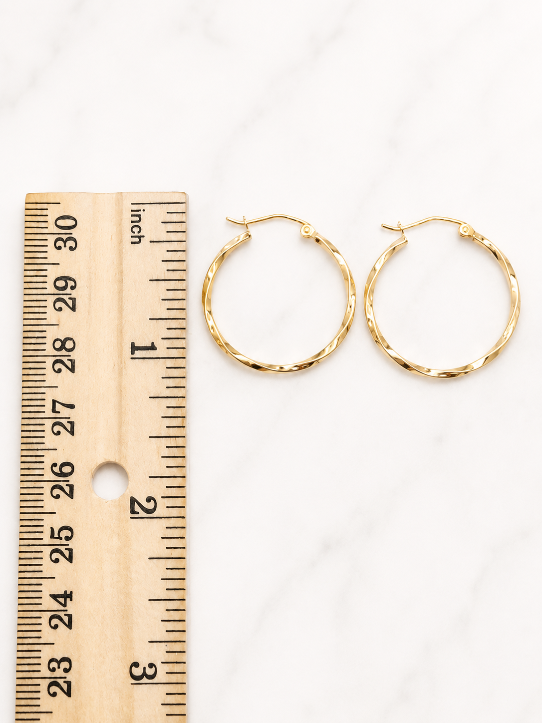 Pendientes de aro de oro de 14 quilates, modelo Golden Twirl, 25 mm