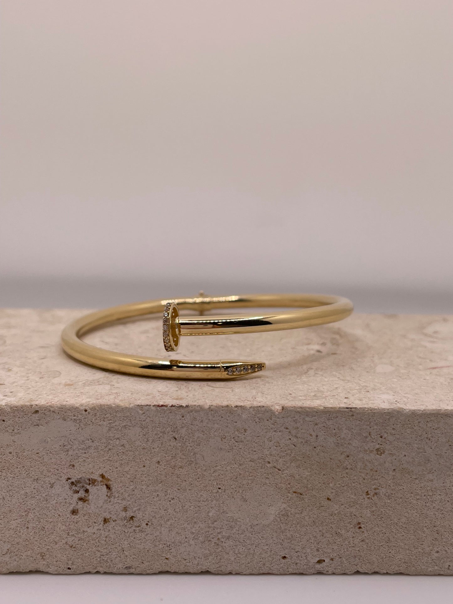 14k gold designer-inspired nail bracelet with cz – 7”, 7.5"