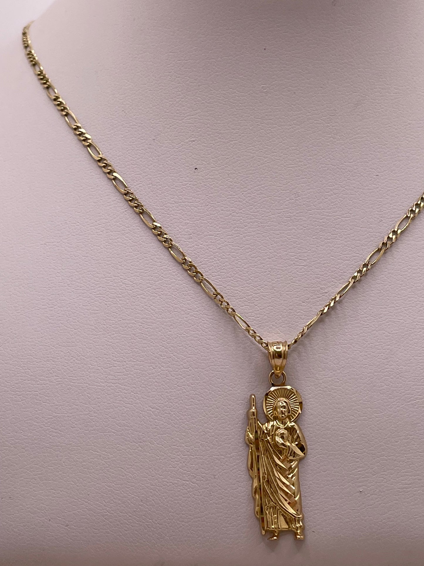14k 20” figaro & san judas pendant set