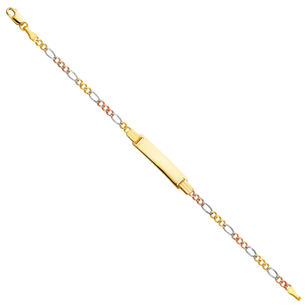 14k gold baby id 3 color figaro bracelet (98)