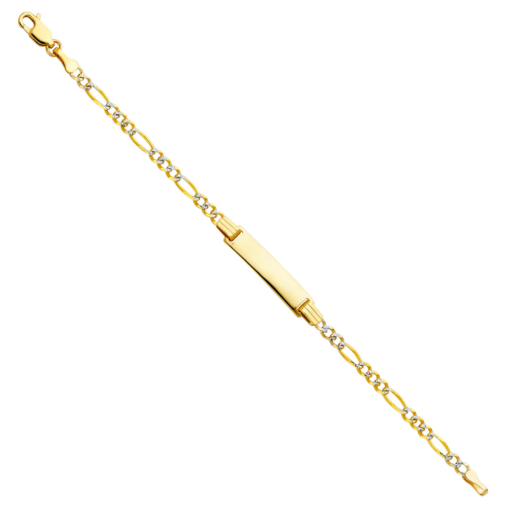 14k gold figaro wp baby id bracelet