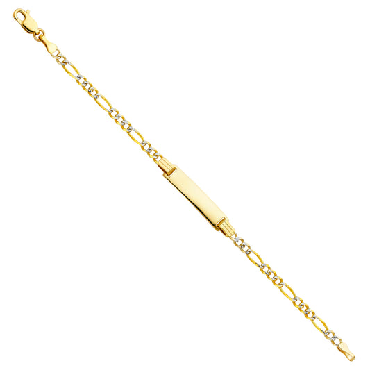 14k gold figaro wp baby id bracelet