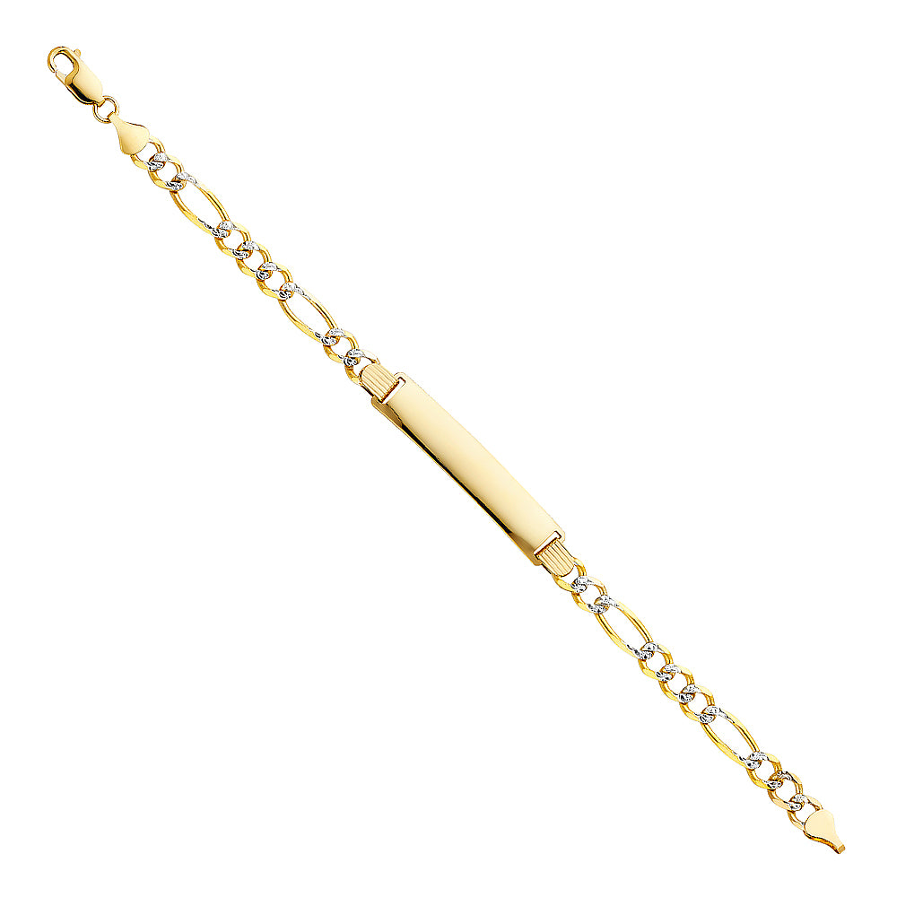 14K Two-Tone Gold Figaro ID Bracelet 8”