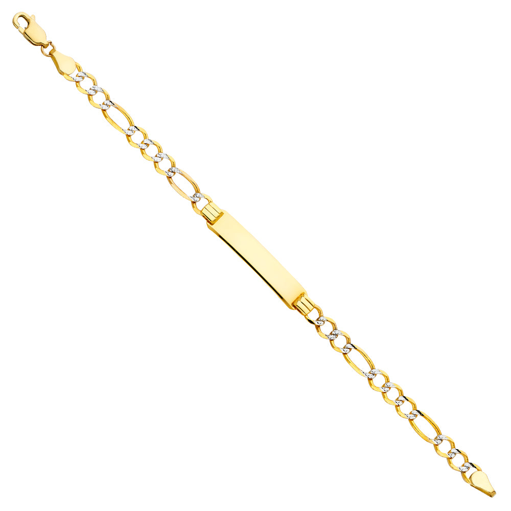 14K Two-Tone Figaro Baby ID Bracelet 6”