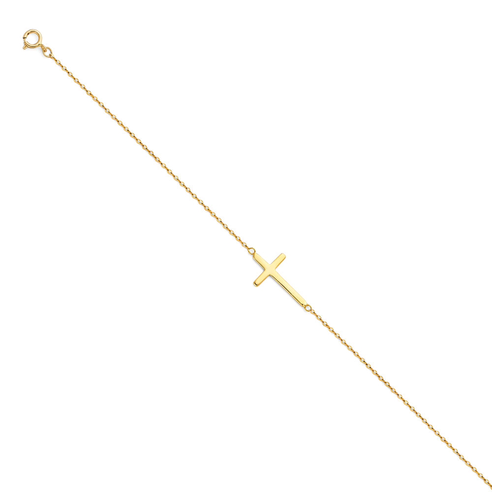 sideways cross bracelet | 14k gold