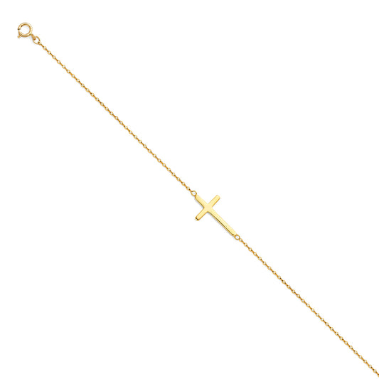 sideways cross bracelet | 14k gold
