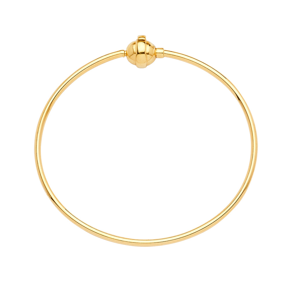 14k yellow gold hollow bangle charm bracelet