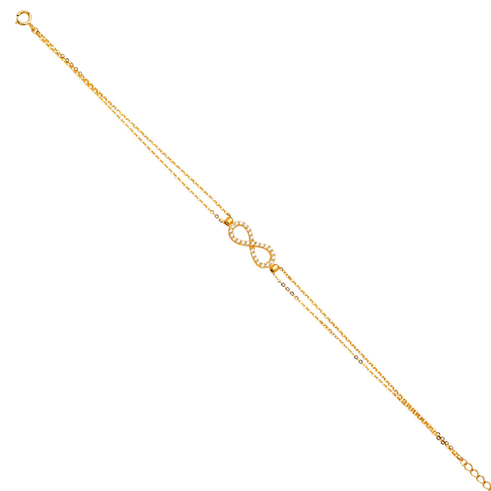 14K Gold Infinity CZ Bracelet