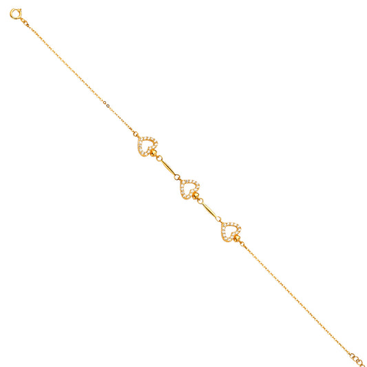 corazoncito cz bracelet | 14k gold