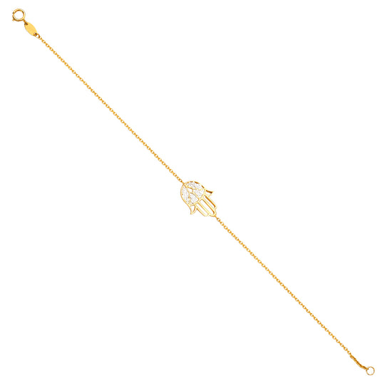 14K Gold Hamsa CZ Bracelet