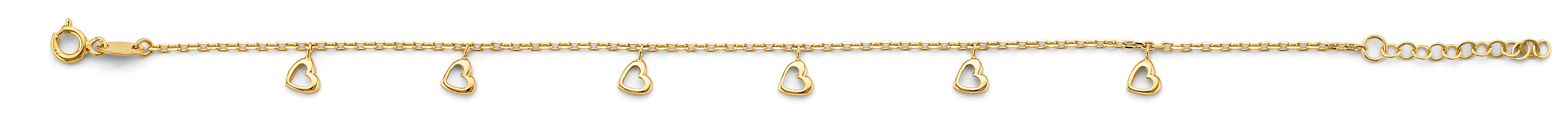 corazoncitos dangle bracelet or anklet | 14k gold