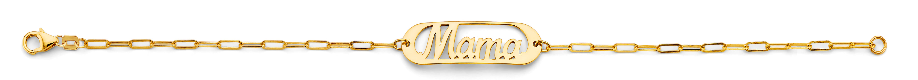 “mama” paperclip bracelet | 14k gold