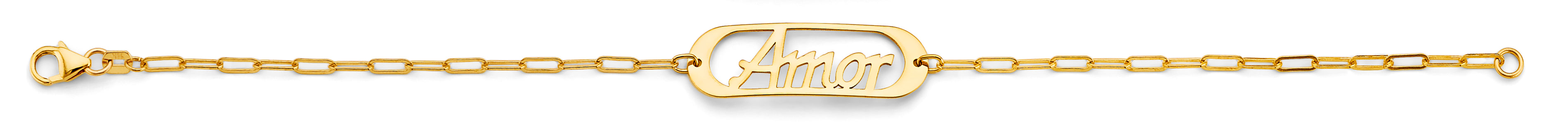 14k gold “amor” paperclip bracelet – 7.5”