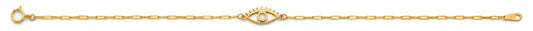 14K Gold Evil Eye Paperclip Bracelet