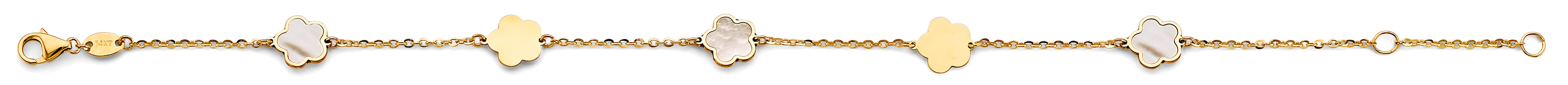 14k gold mother of pearl flower bracelet