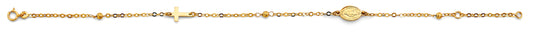 “bendecida” – 14k gold cross & virgencita bracelet (7+1”)