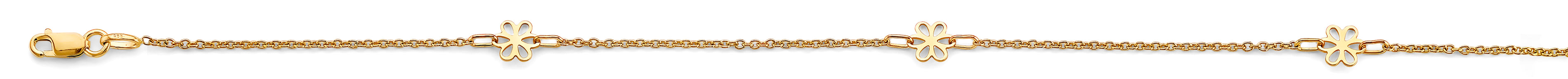 14K Gold Open Flower Charm Anklet – 9"+1"