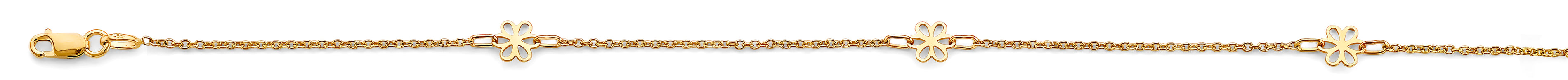 14K Gold Open Flower Charm Anklet – 9"+1"