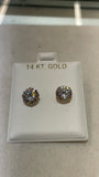 14K Gold 8MM Round CZ Earrings