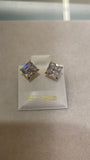 14K Gold 7mm Square CZ Earrings