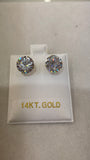 14K Gold 10MM Round CZ Earrings