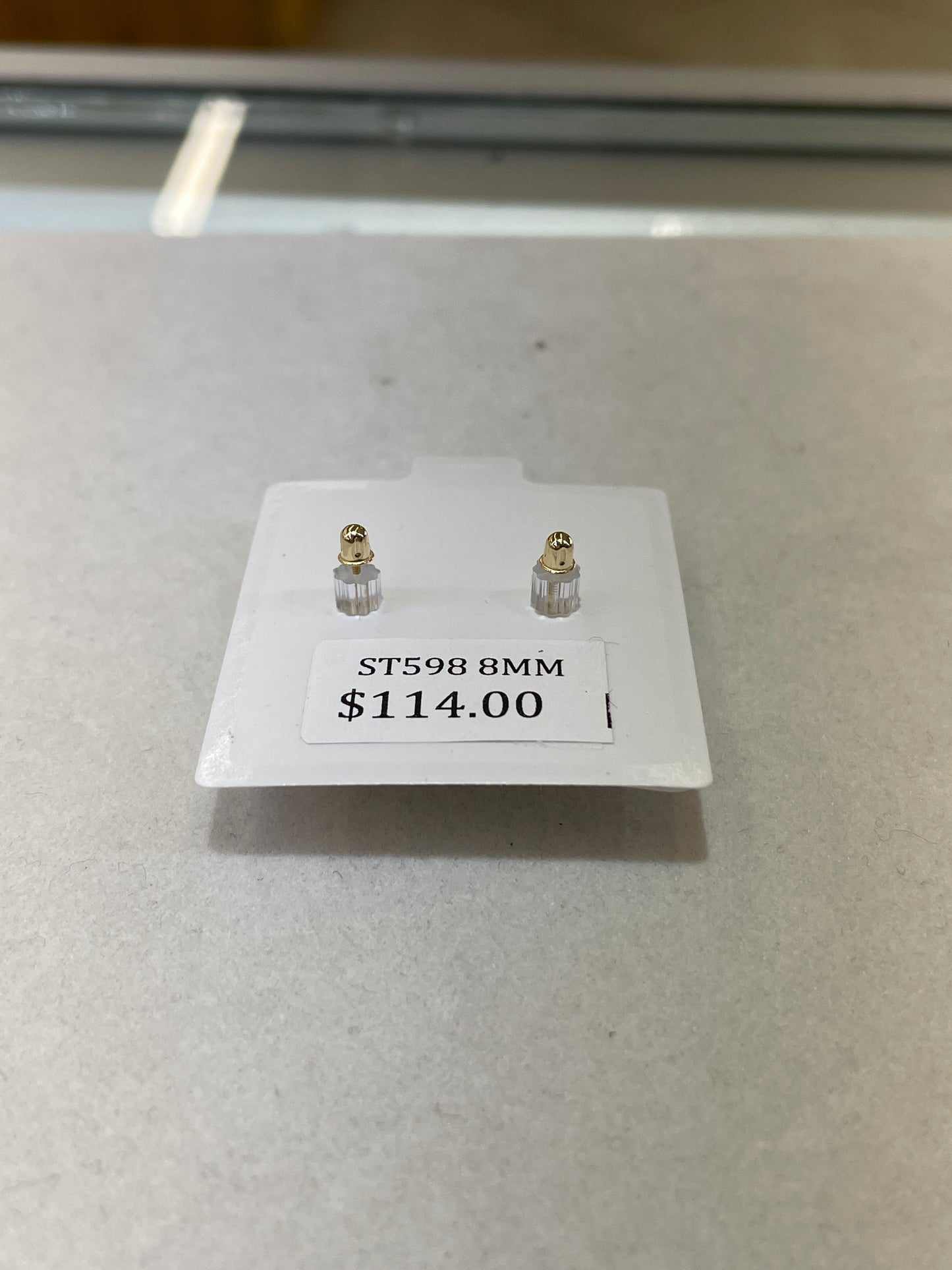 14K Gold 8MM Round CZ Earrings