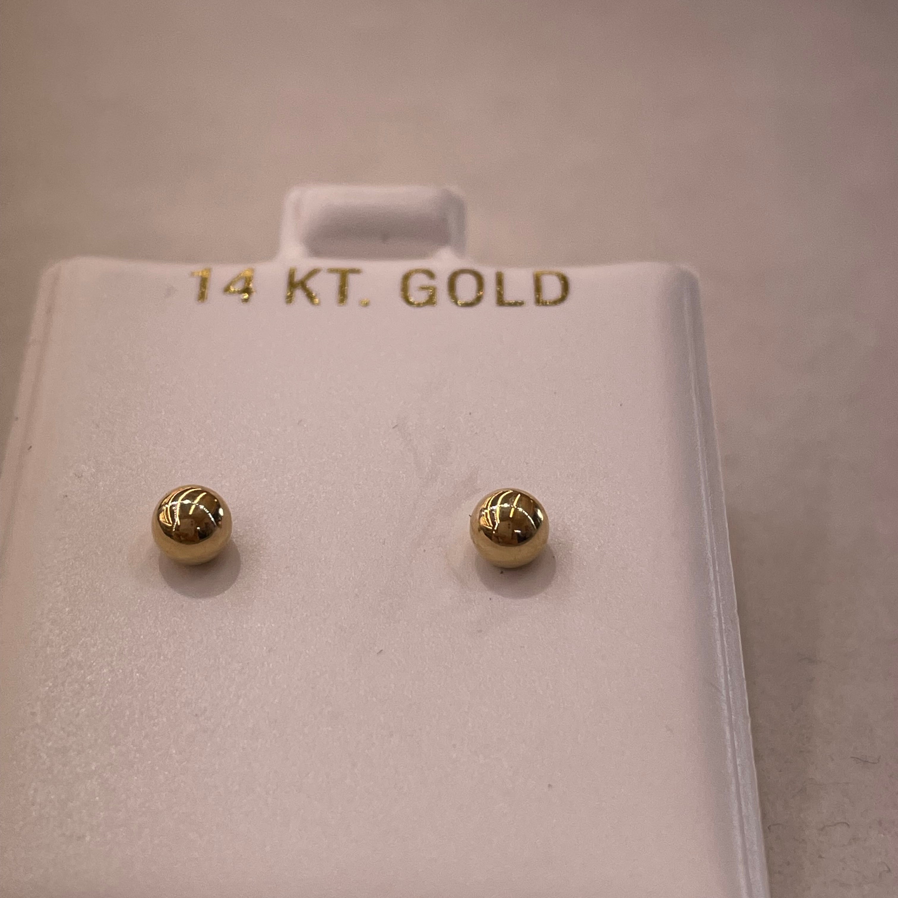 14K Gold 4mm Ball Earrings