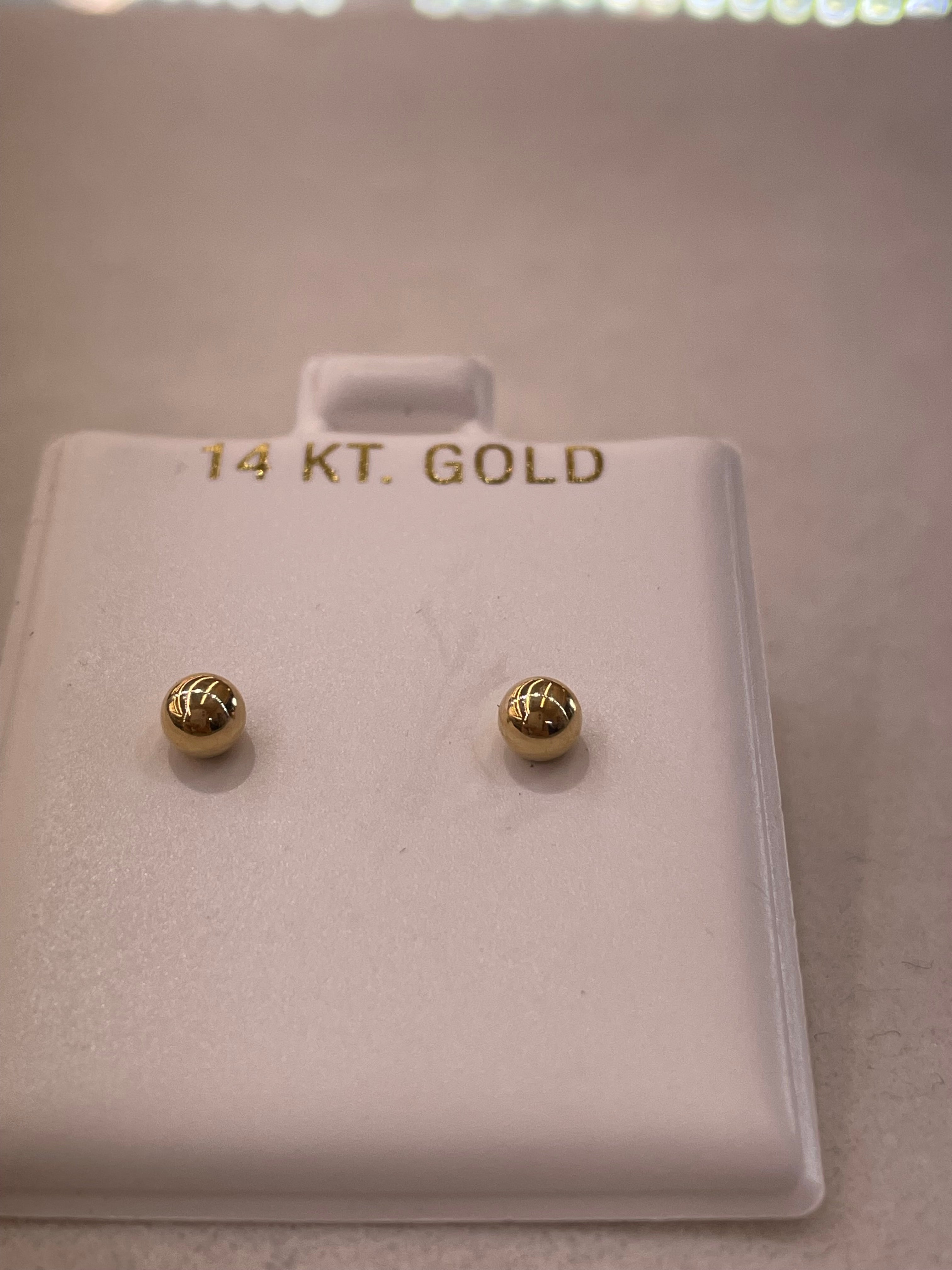 14K Gold 4mm Ball Earrings