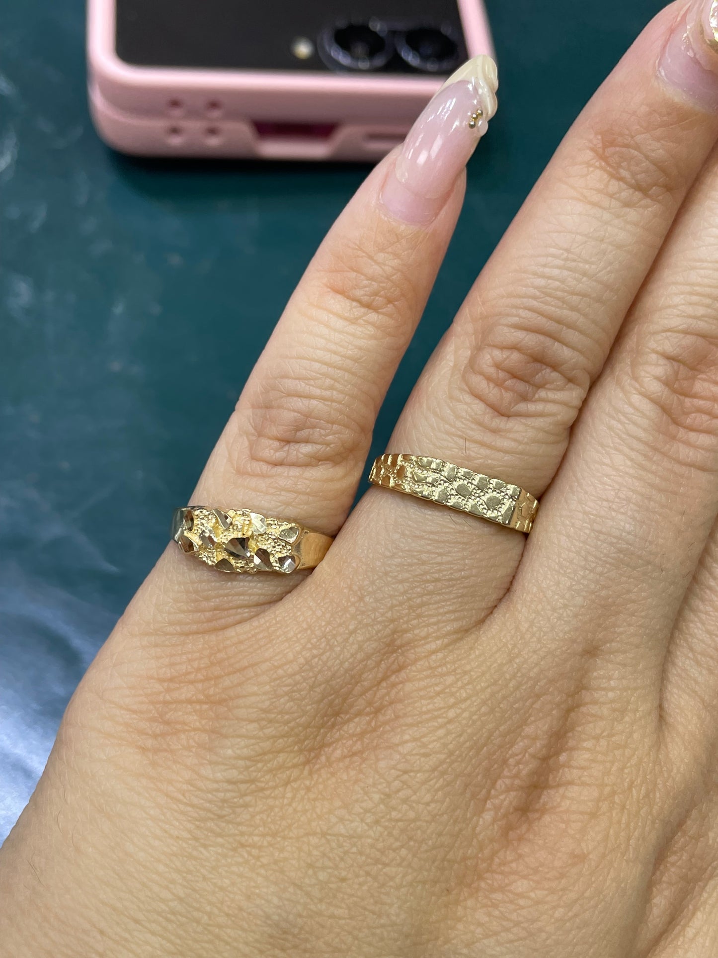 14K Gold Nugget Baby Ring or Womens Pinky Ring