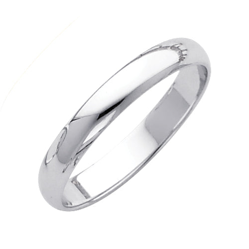 14K White Gold Wedding Band – 3mm (Unisex)