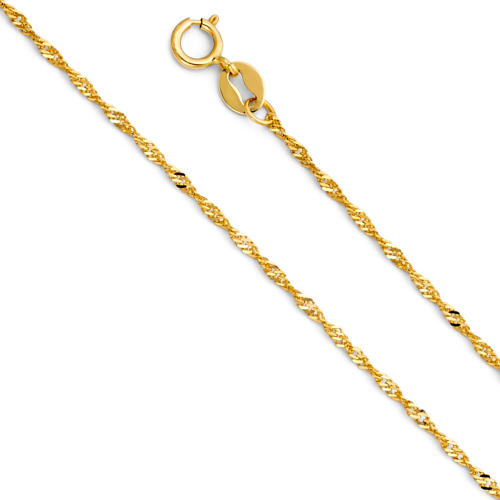 14k gold 1.2mm singapore chain - 18"