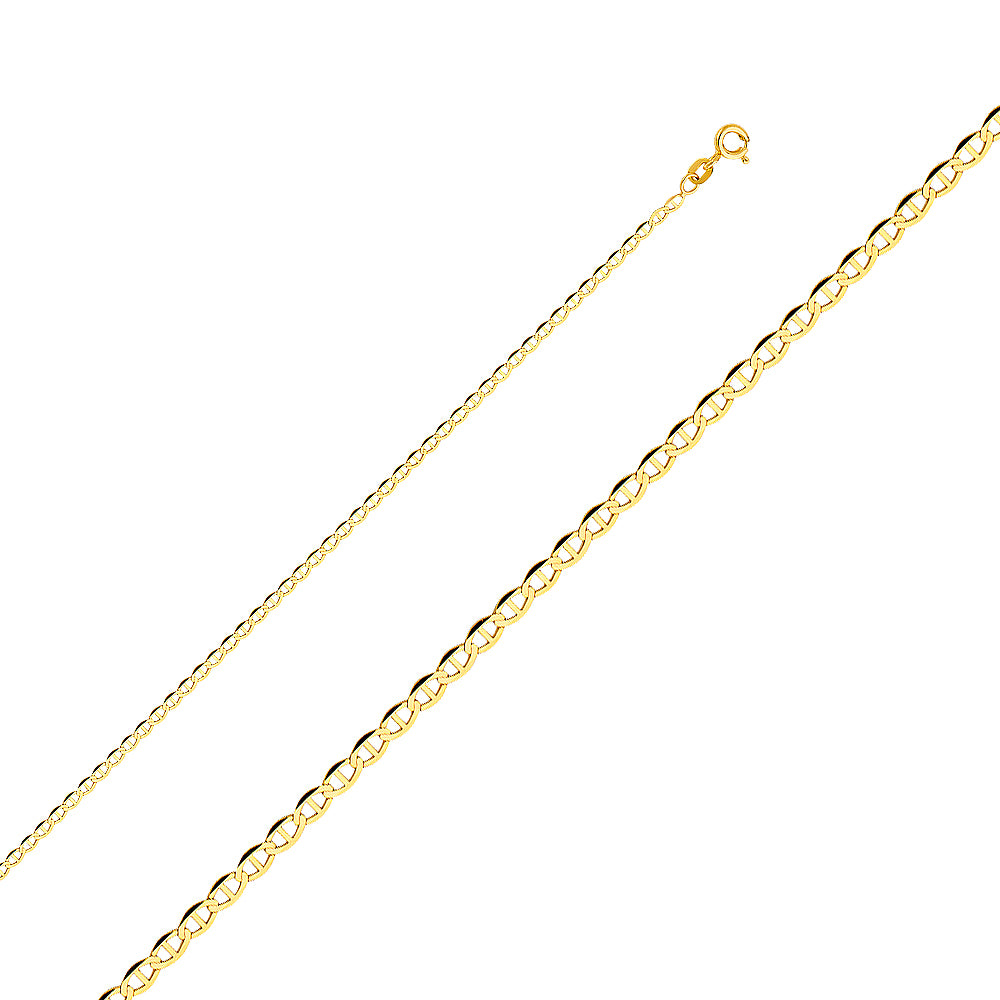 14K Gold Flat Mariner Chain 2mm