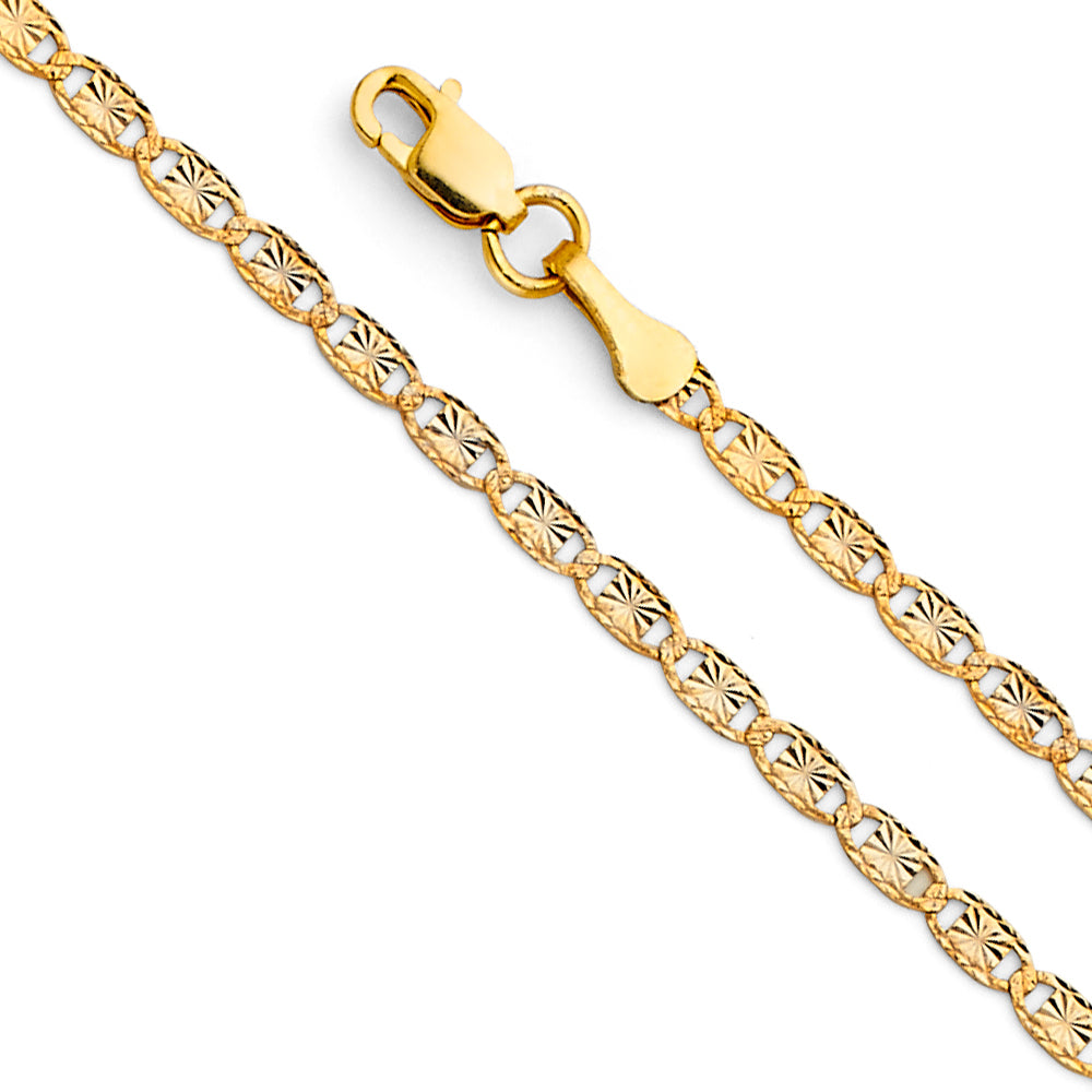 14K Gold 2.1mm Valentino Star Diamond Cut Chain